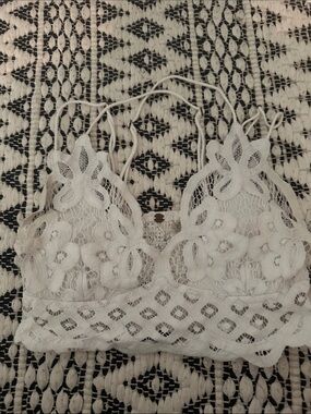 Free People Ivory Floral Lace Bralette